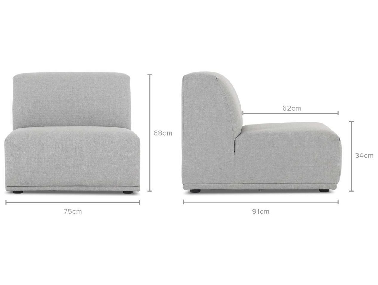 Габаритные размеры кресла модуль Портулак