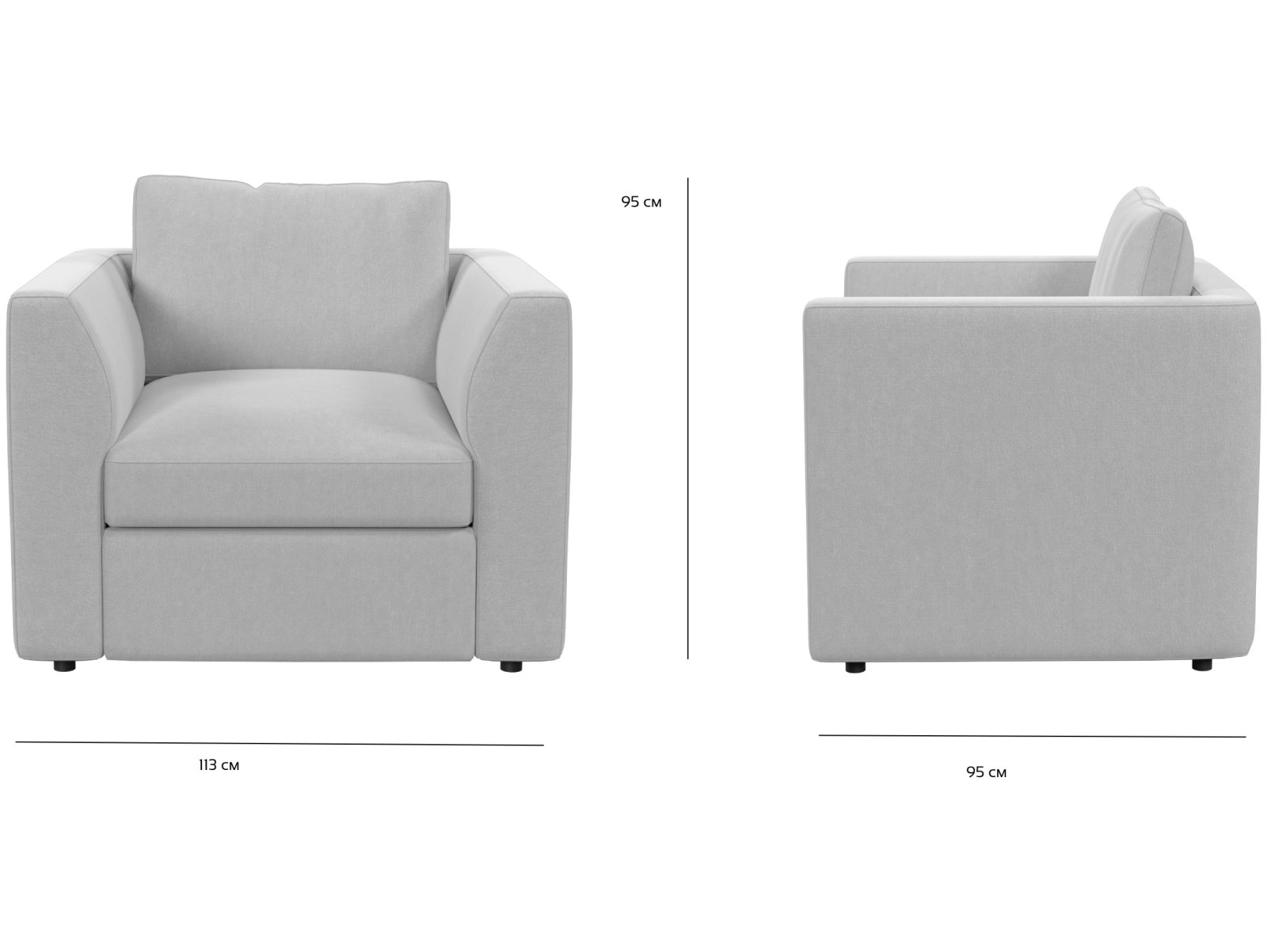 Габаритные размеры кресла модуль Портулак