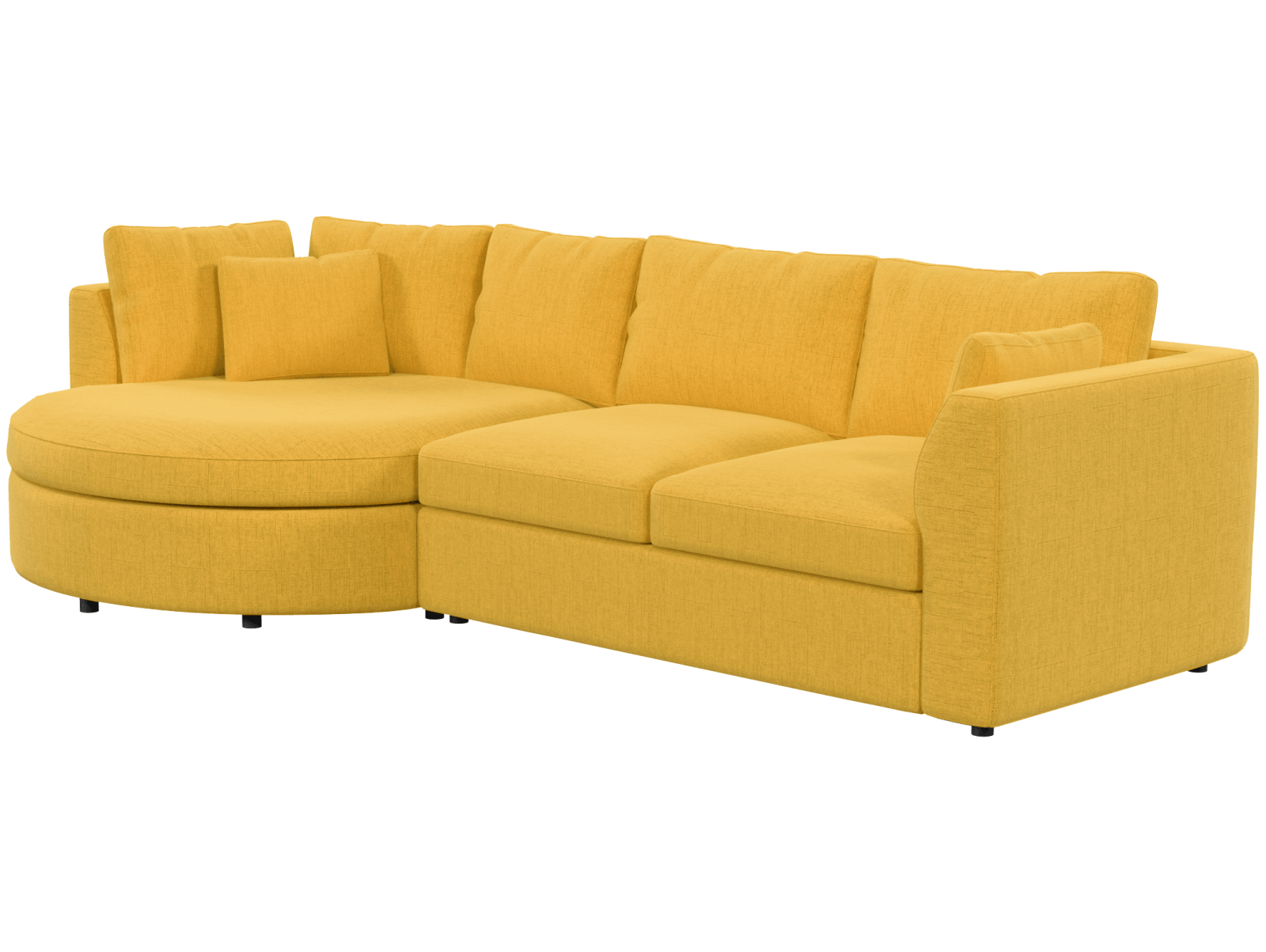 Диван угловой радиусный раскладной Бэфри, вид полубоком