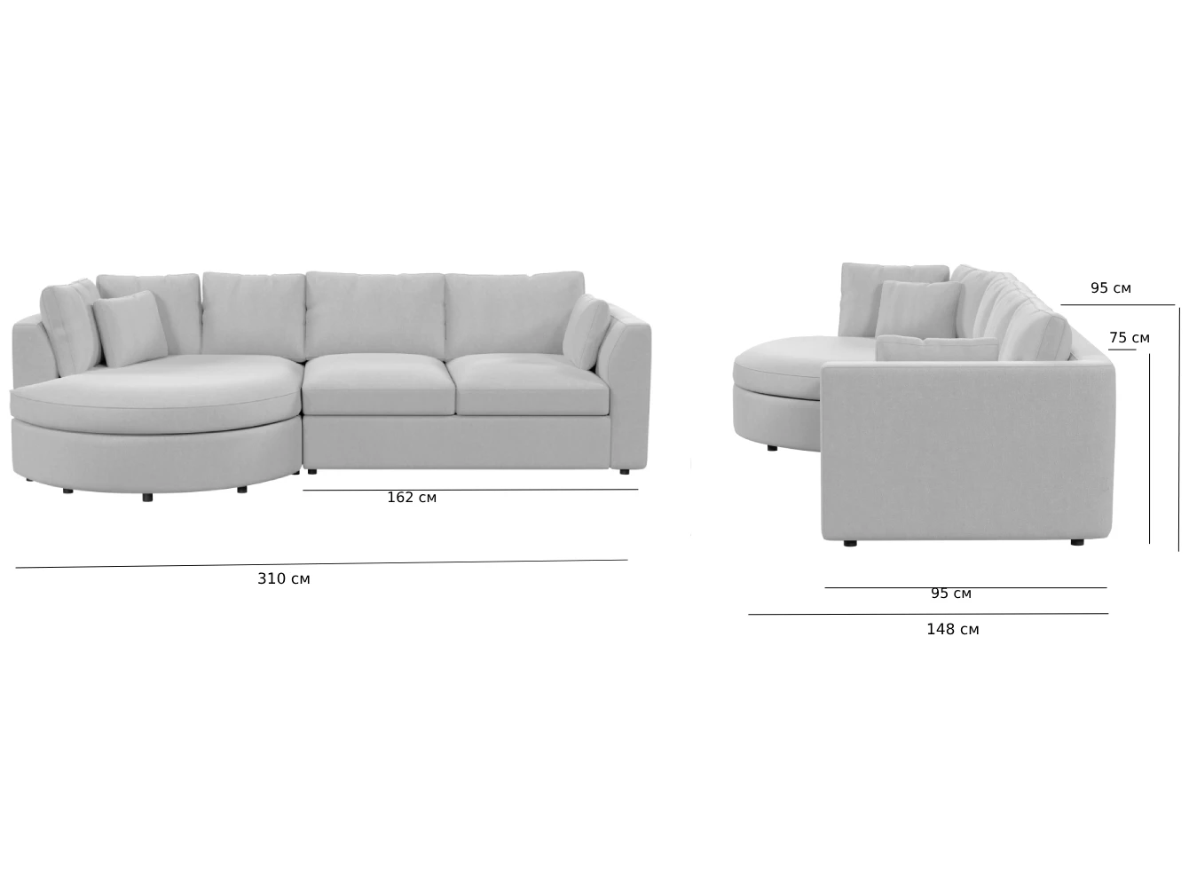 Габаритные размеры кресла модуль Портулак