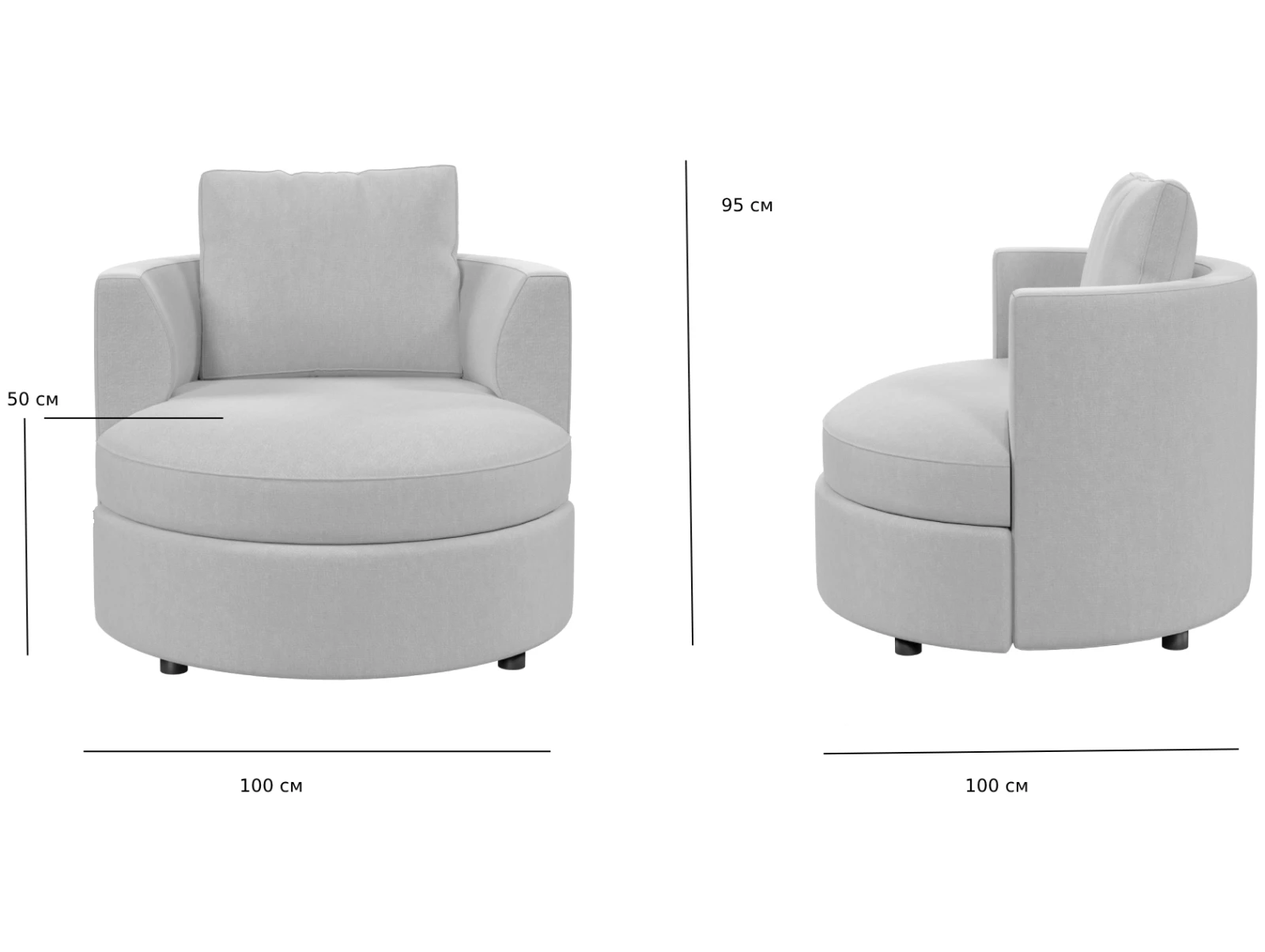 Габаритные размеры кресла модуль Портулак